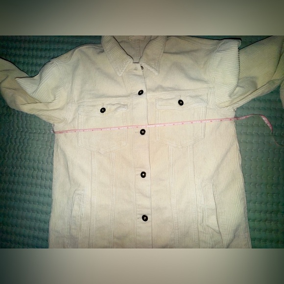 GeeGee Cream Corduroy Button-Up shirt/Jacket dress.  Size M  VGUC - Picture 9 of 12